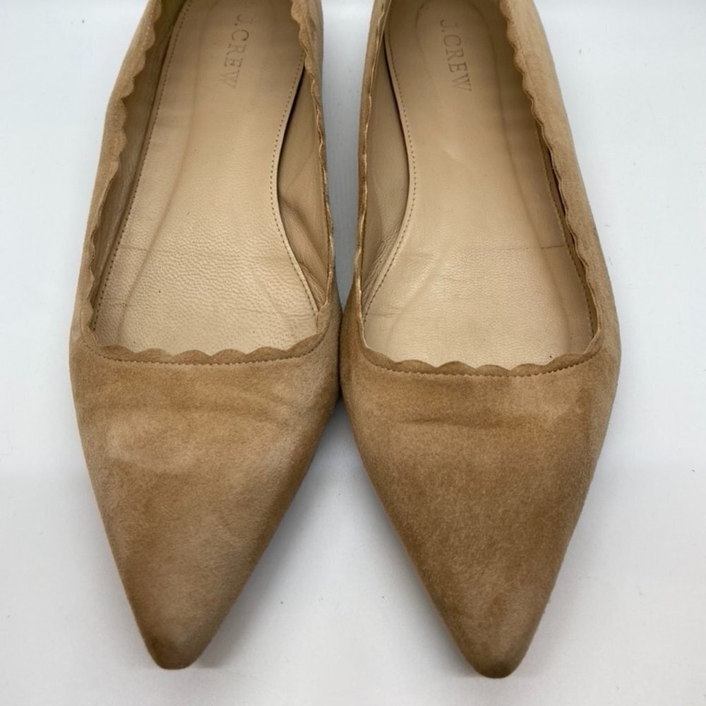 J Crew Suede pointy toe scalloped flat size 8.5